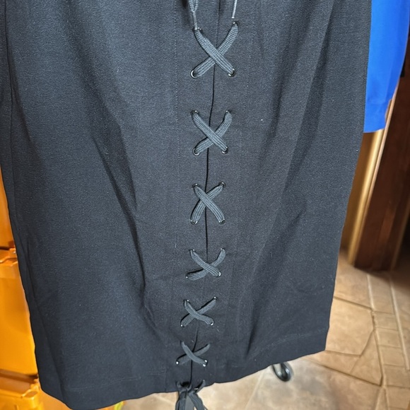 AEFFE Spa Black Bodycon Lace Up Bustier Halter Dress Size 10 - Picture 8 of 11